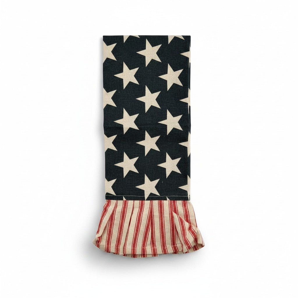 Americana Flag-Inspired Tea Towel with Ruffle Trim