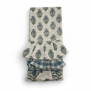 Blue Block Print Silhouette Tea Towel