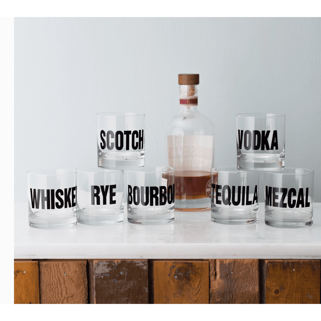 Vintage Mixology Typography Rocks Glasses