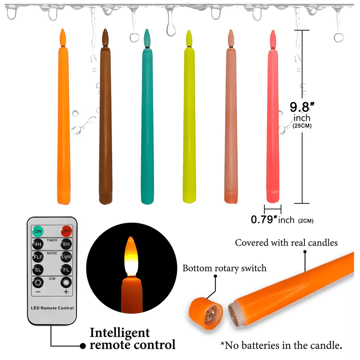 LED Flameless Taper Candles, Set of 4