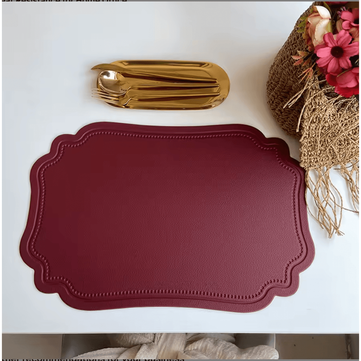 Scalloped Faux Leather Waterproof Placemat