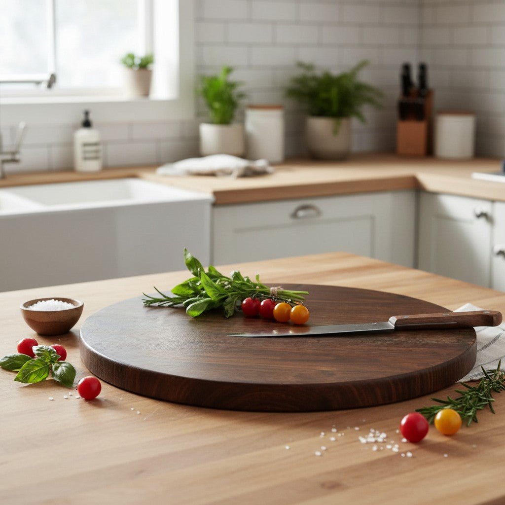 Round wooden serving boards