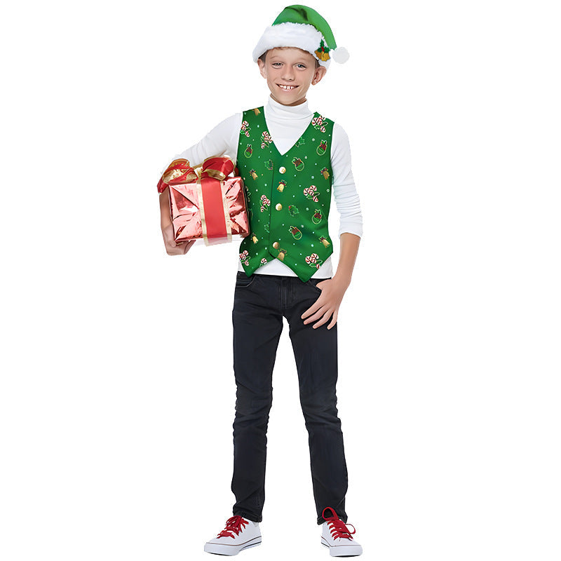 Children's Christmas Elf Costume For Stage Performance