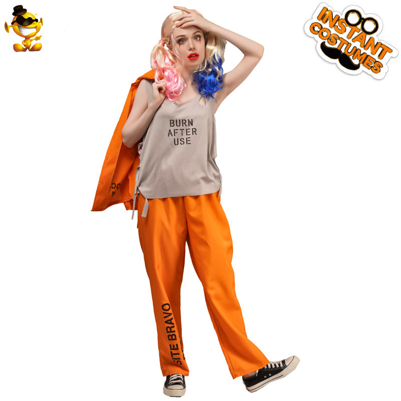 Halloween Orange Prisoner Cosplay Costume For Men And Women