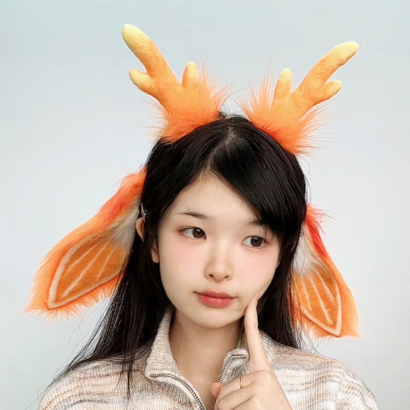 Japanese Orange Stripe Bunny Ears Headband Reindeer Horns