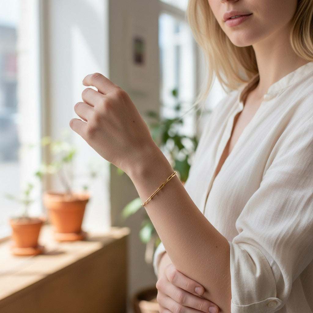 18k Gold Filled Link Paperclip Bracelet