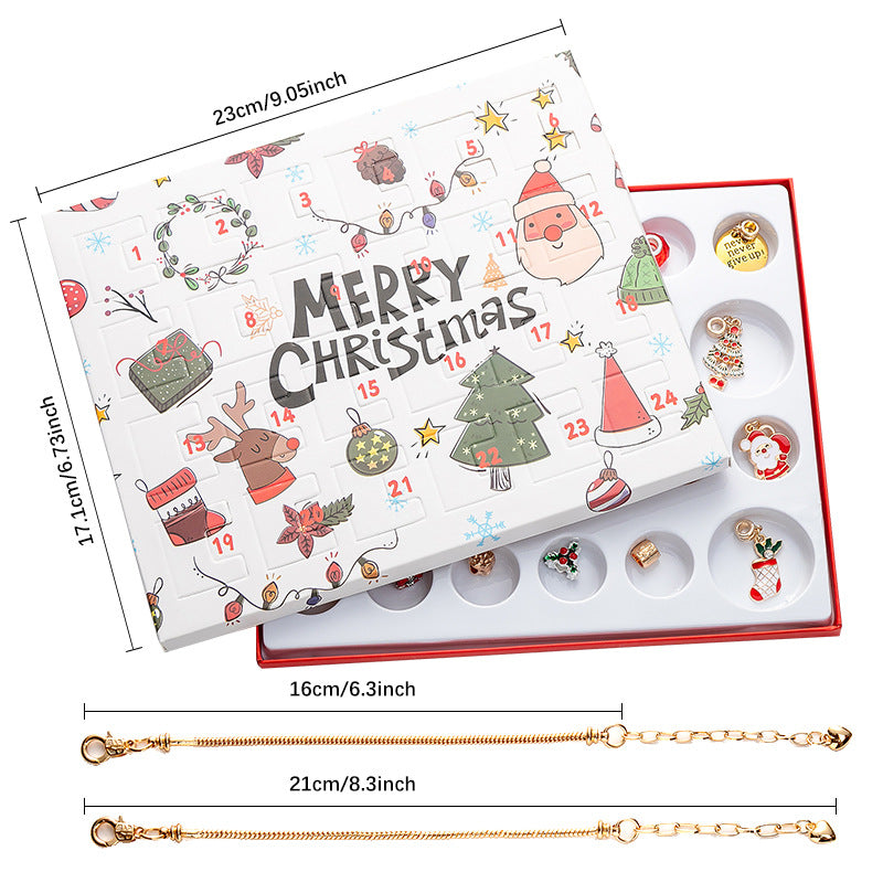 DIY Creative Children's Bracelet Silver Christmas Advent Calendar Surprise Blind Box