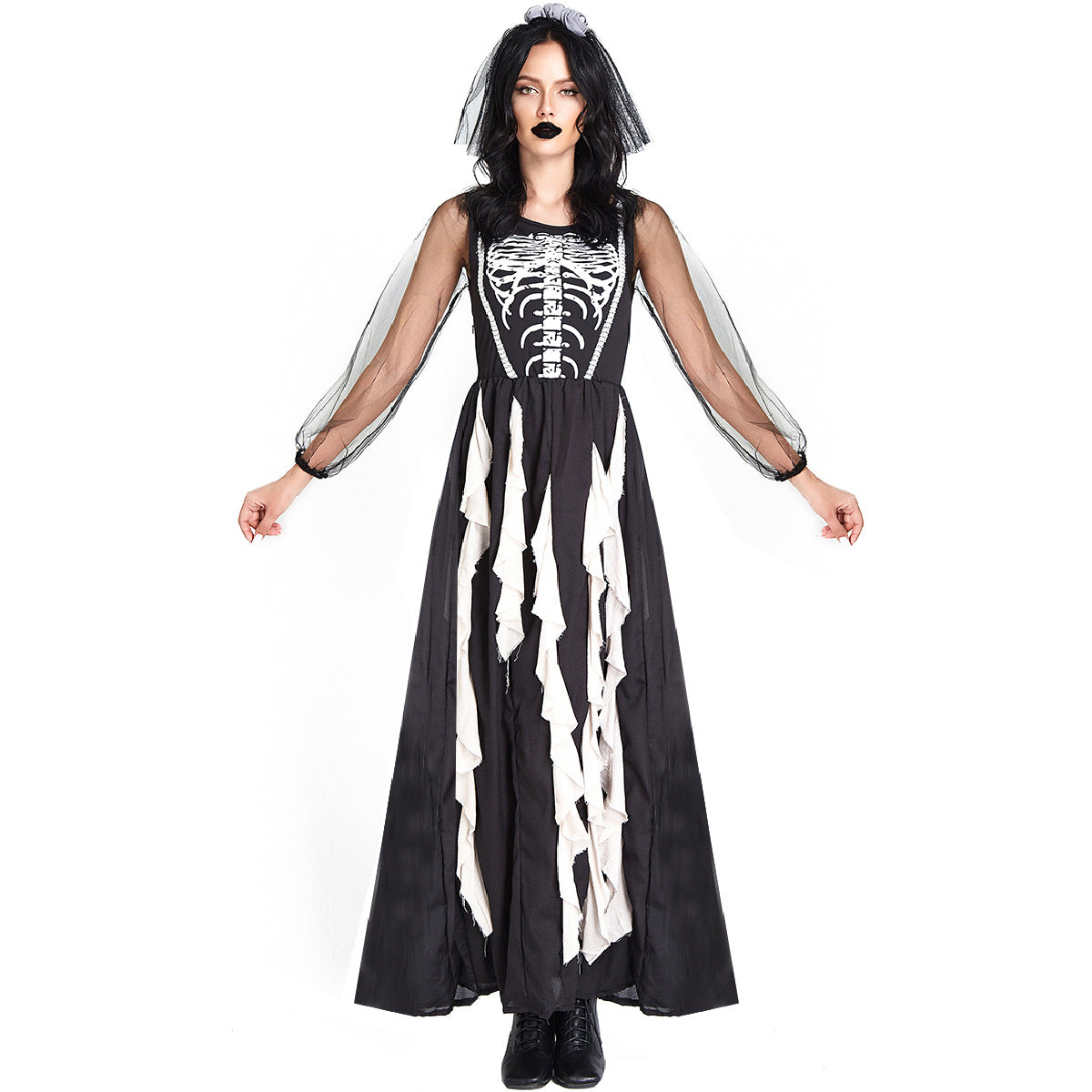 Vampire Demon Skeleton Ghost Bride Cosplay Halloween Costume