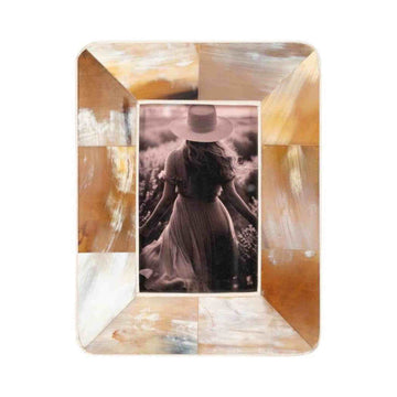 Tan Modern Wooden Curved Edge Horn Photo Frame 4x6 in.