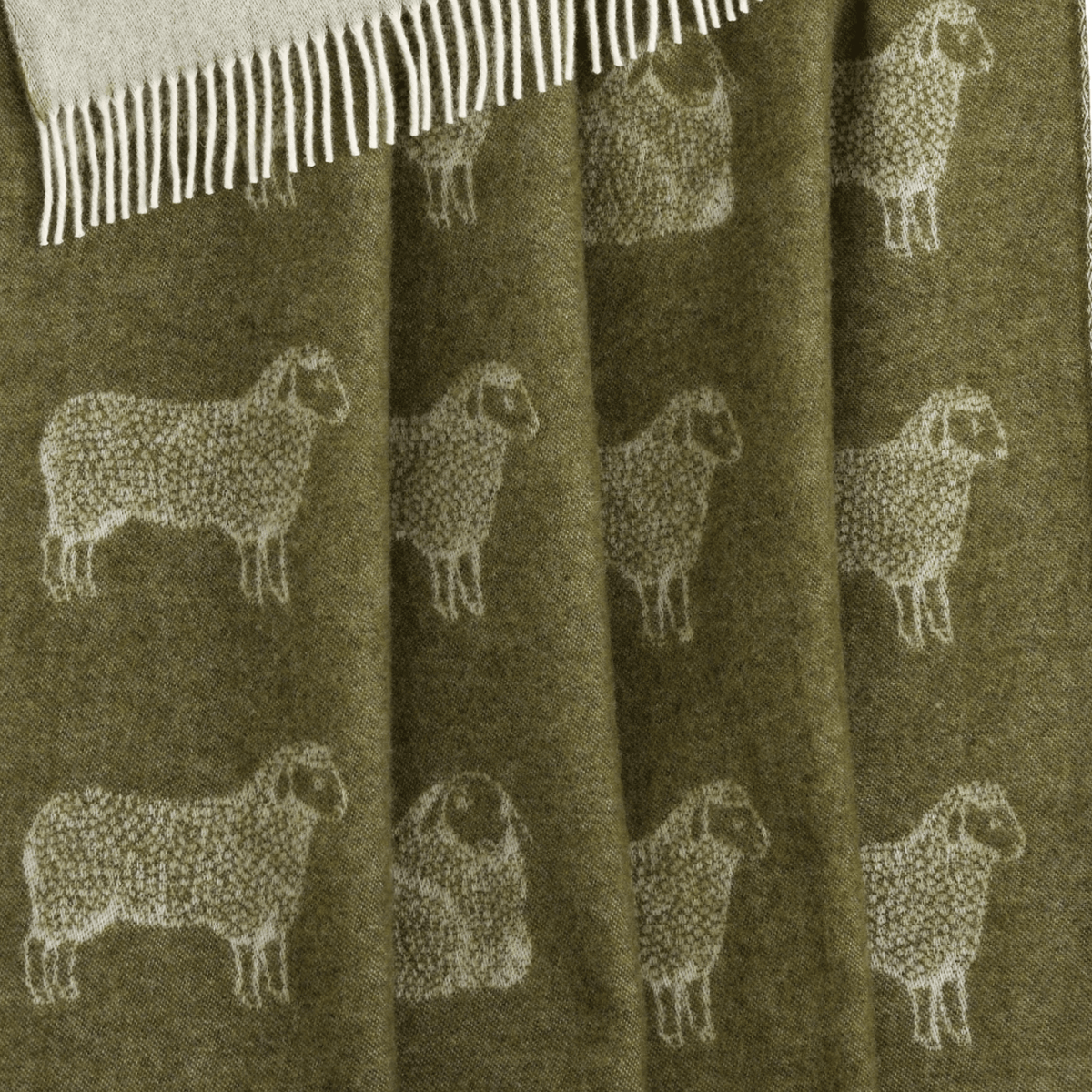 Moss Green Sheep Pure Wool Throw