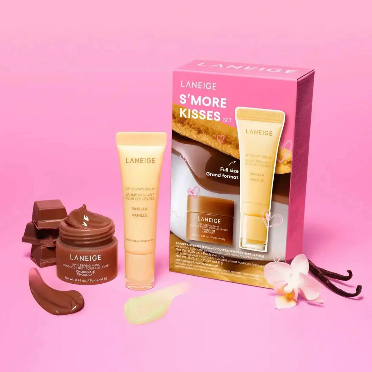 LANEIGE S'more Kisses Set Chocolate Vanilla Lip Mask Balm