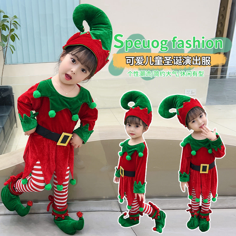 Green Elf Costume Princess Dress For Girls Christmas Performance