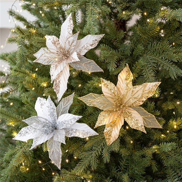 22Cm Glitter Mesh Christmas Flower