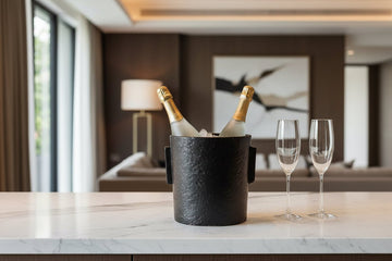 Matte Ceramic Texture Luxe Modern Ice Bucket With Lid