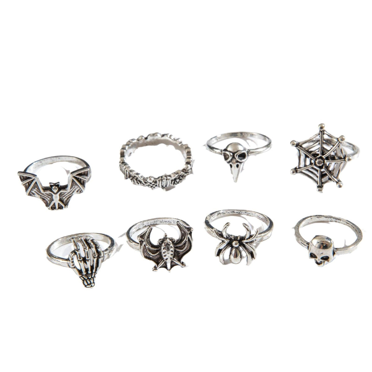Halloween Dark Skull Vintage Ring Punk Spider Snake Set