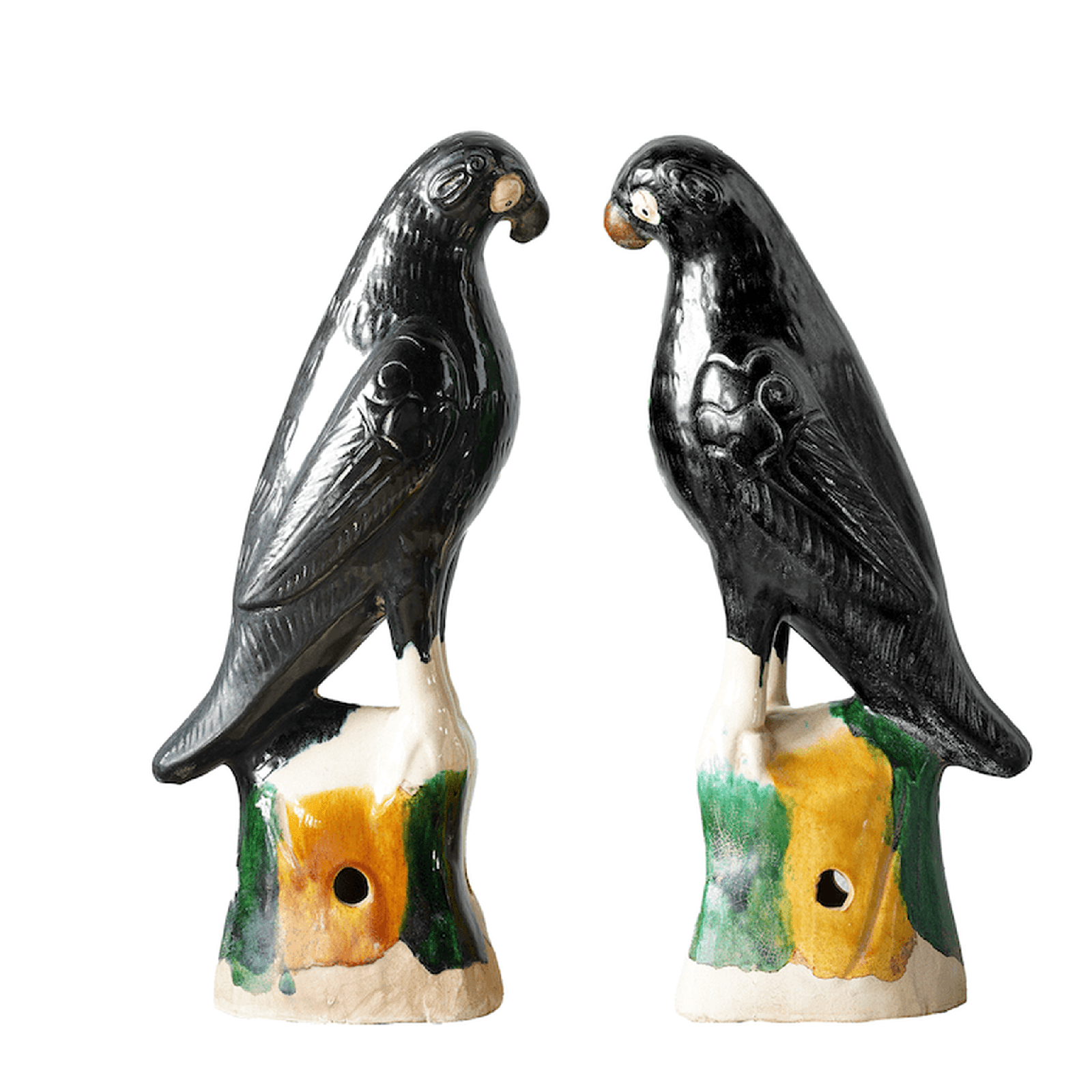 Jingdezhen Hand-Painted Porcelain Bird, Pair
