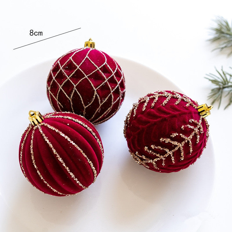 8Cm Red Velvet Christmas Ball Box