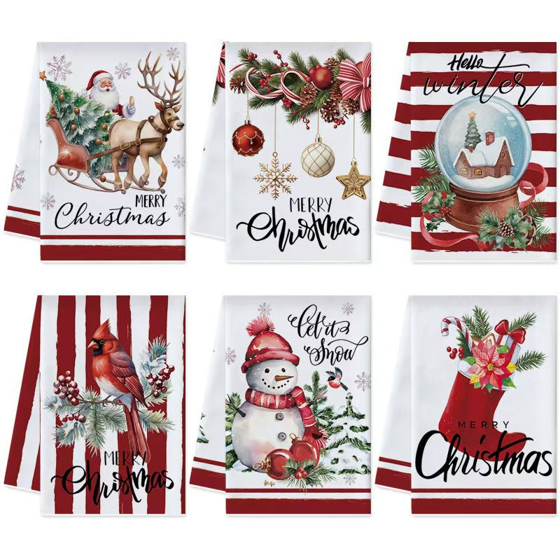 Christmas Print Kitchen Towel, Customizable Design, Absorbent