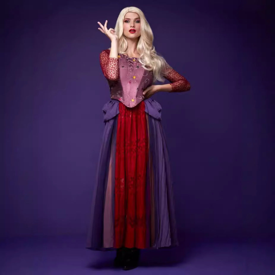 Medieval Witch Winifred Cosplay Costume Dress For Halloween