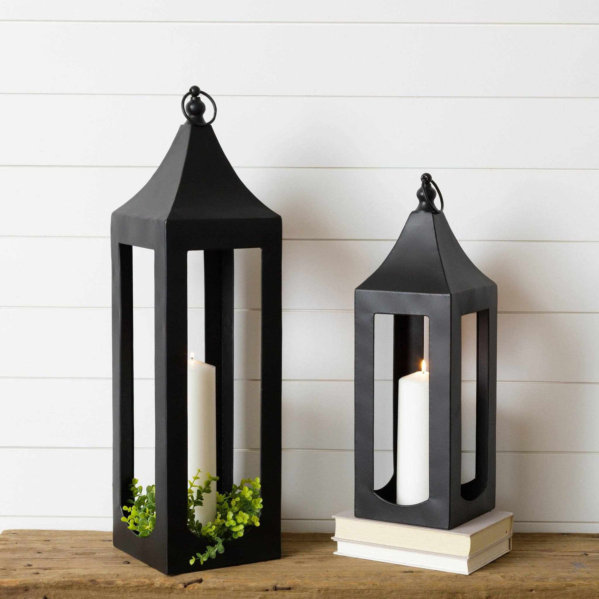 Black Iron Open-Frame Lanterns ¨C Set of Two