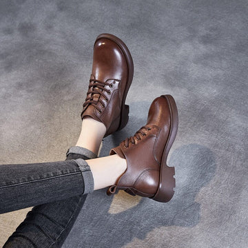 Autumn Winter Retro Leather Casual Ankle Boots