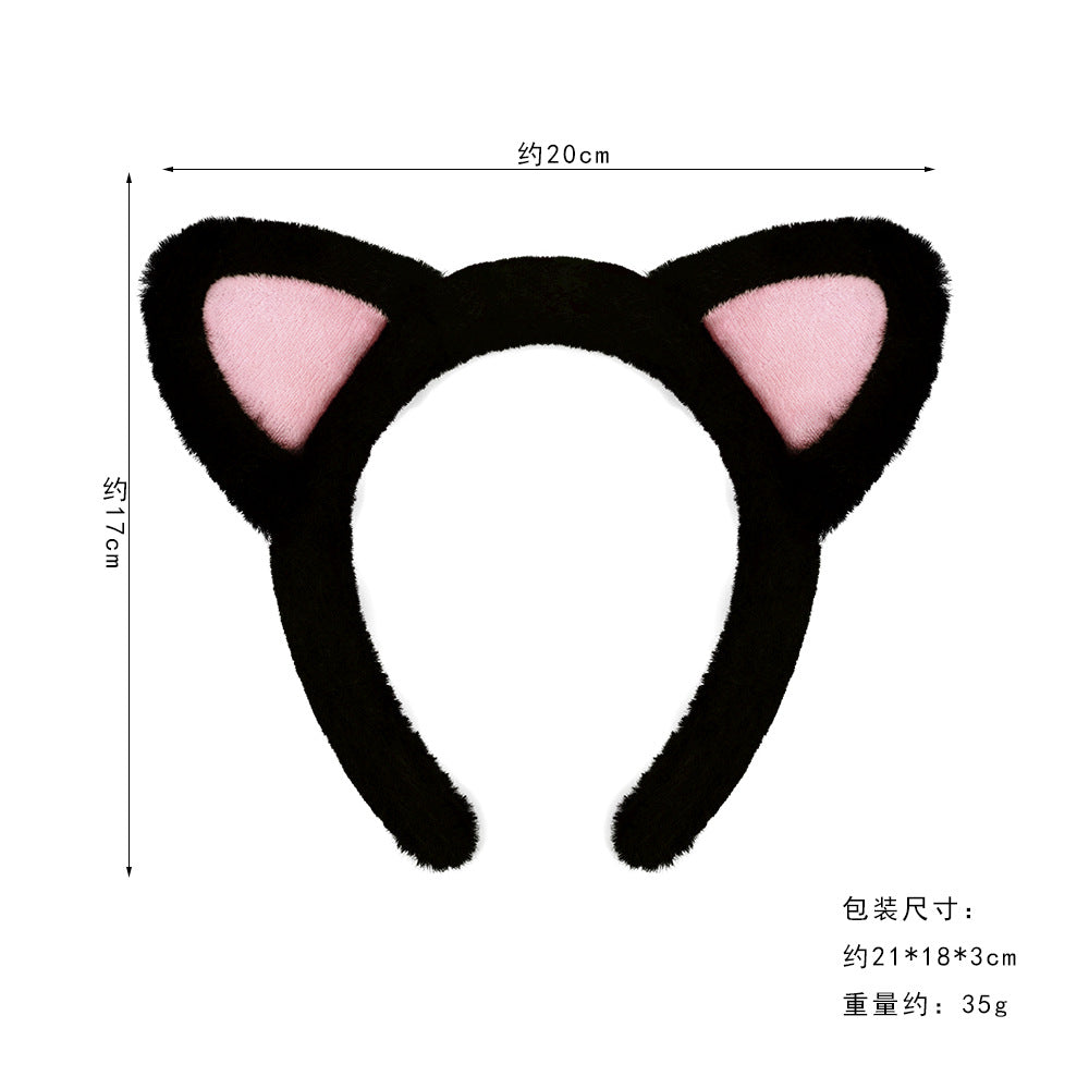 Black Cat Ear Headband Fluffy Kids Costume Animal Cosplay