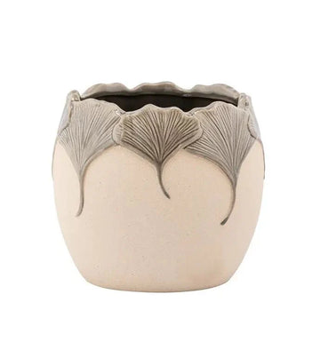 Gray Ginkgo Leaves Planter Item