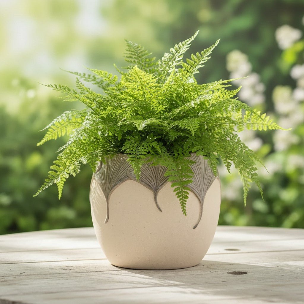 Gray Ginkgo Leaves Planter Item