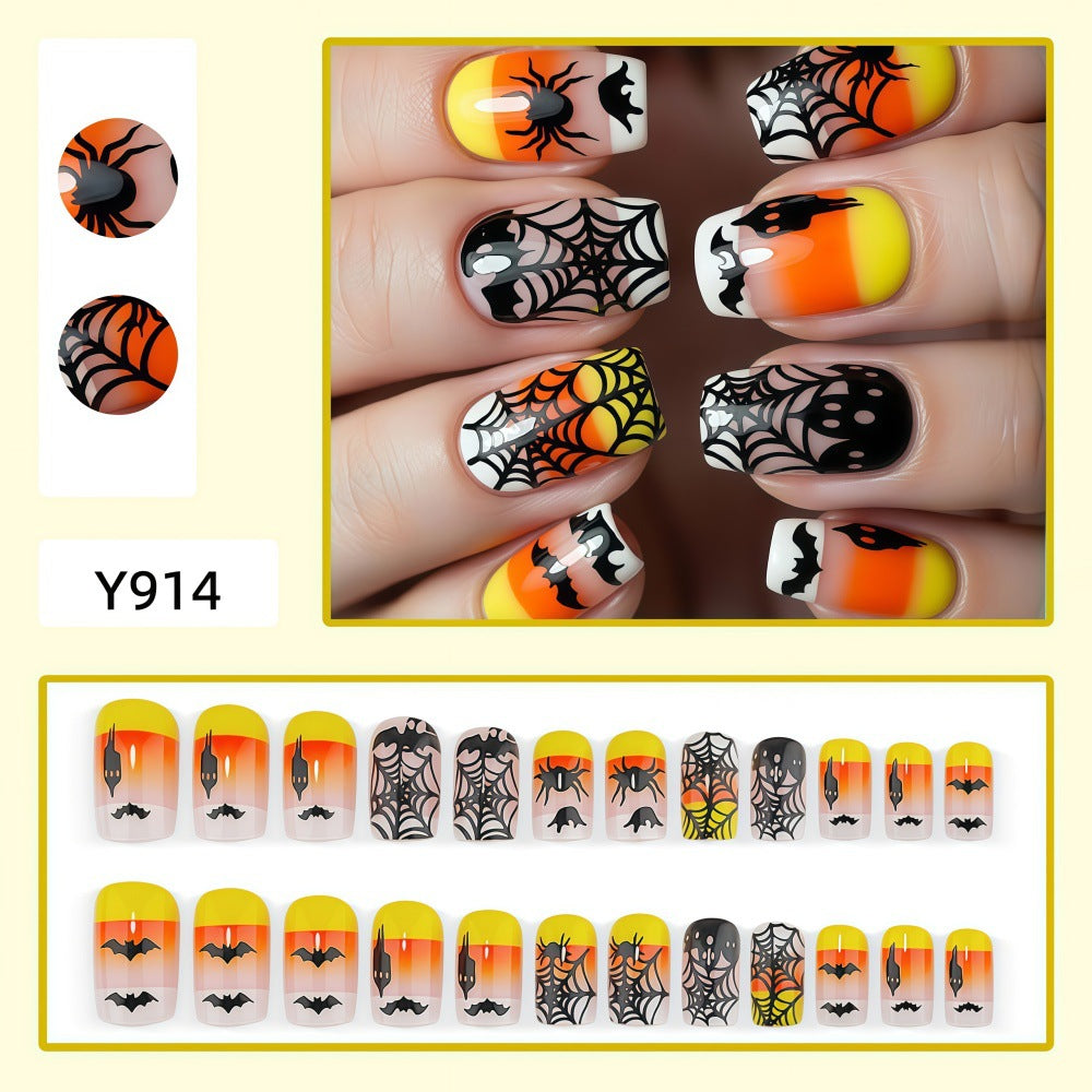 Halloween Ghost Candy Corn Gradient Bat Spider Web Nails