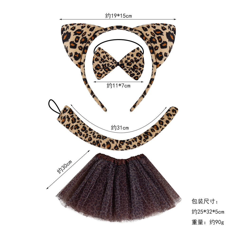 Halloween Black Cat Ears Headband With Plush Animal Ears Set