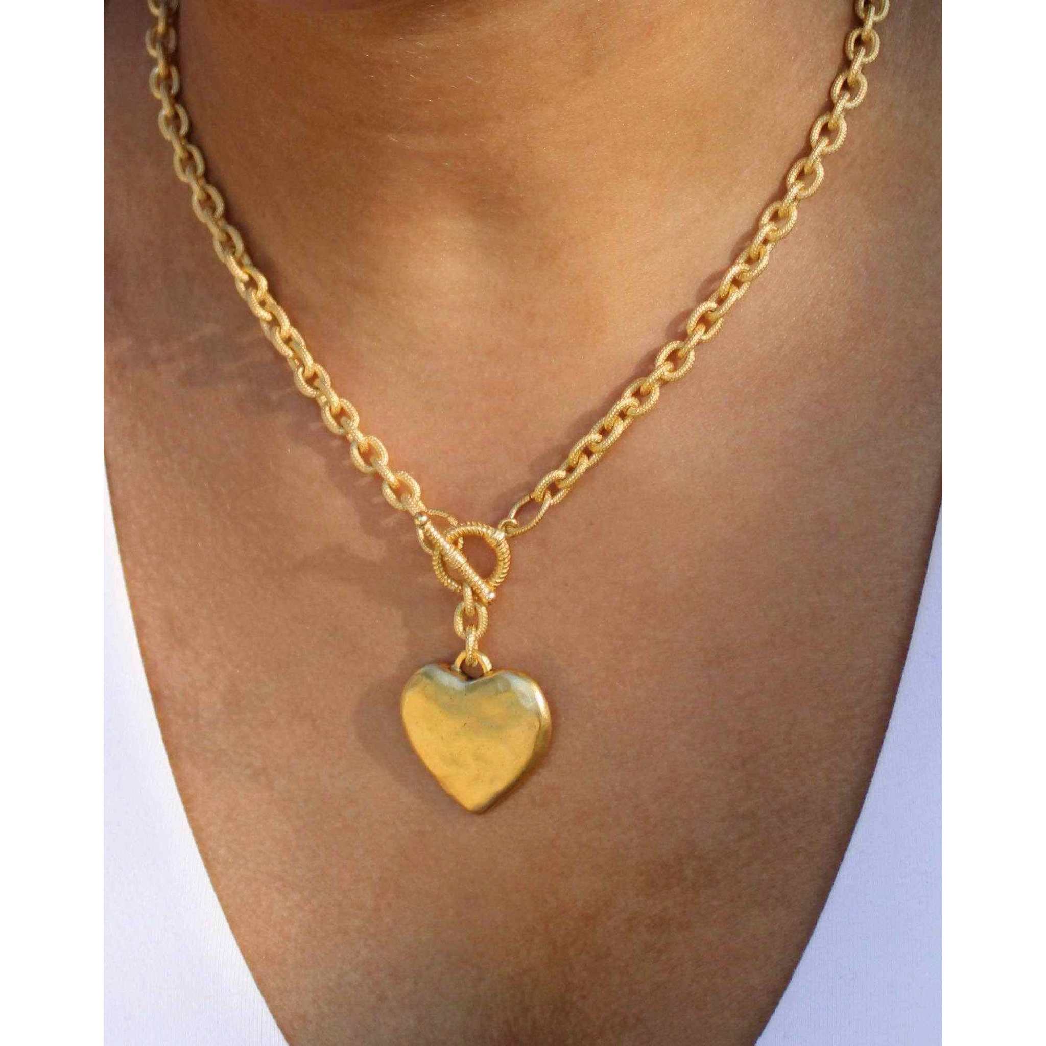 Gold Heart Toggle Necklace: Gold
