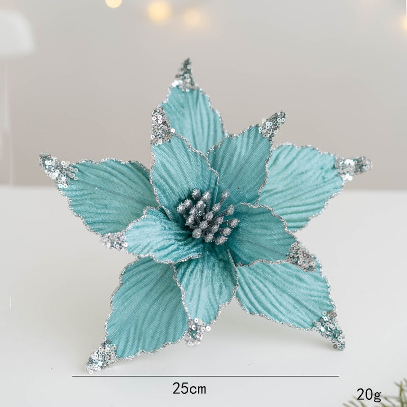 25Cm Glitter Velvet Christmas Flower