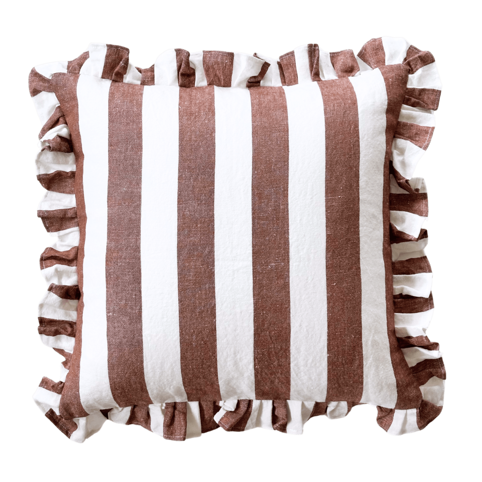 Rust Ruffled Cabana Stripe Pillow Cover