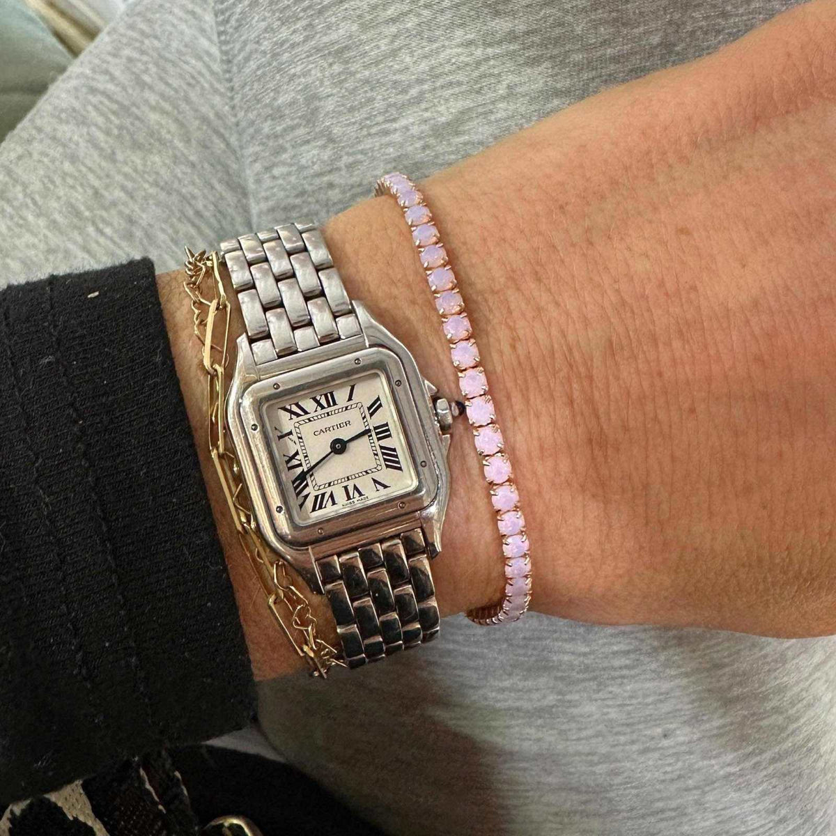 14kt Rose Gold Pink Nano Opal Tennis Bracelet