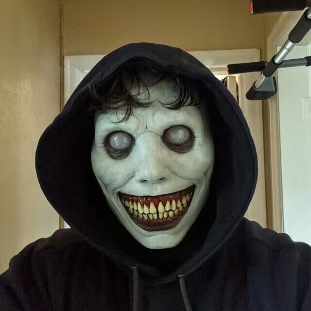 Latex Devil Smiling White Face Halloween Horror Cosplay Mask