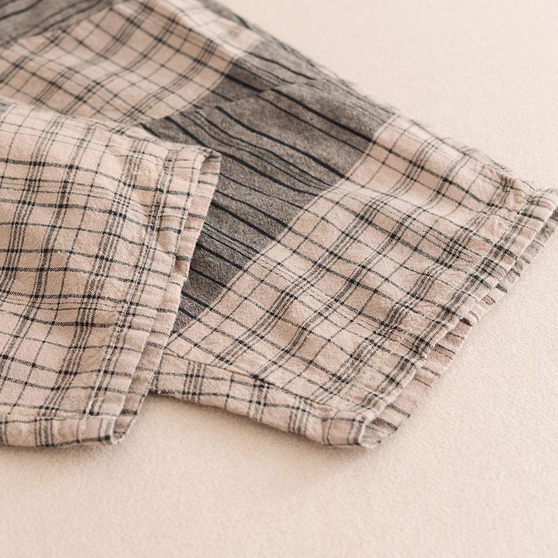 Babakud Plaid Color Block T-Shirt Pants Two Pieces Sets