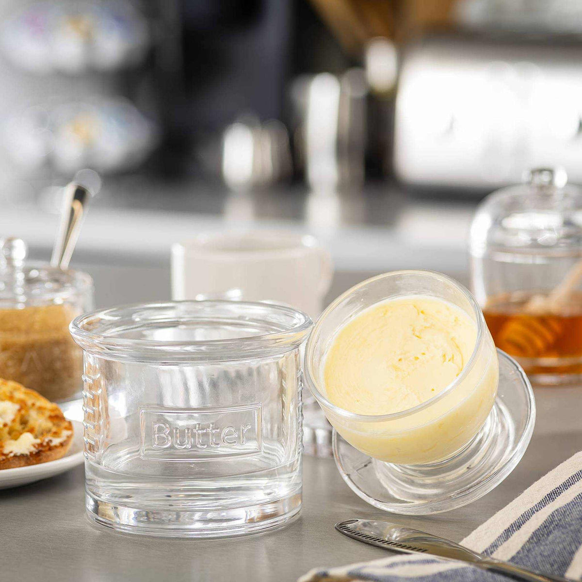Glass French Butter Crock