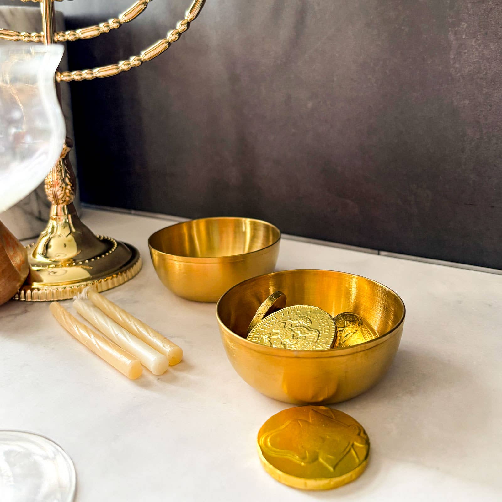 4 oz Gold Serving Bowls Set