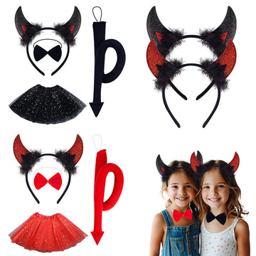 Halloween Cow Horn Headband, Devil Headwear, Animal Hair Accessories For Party Role Play
