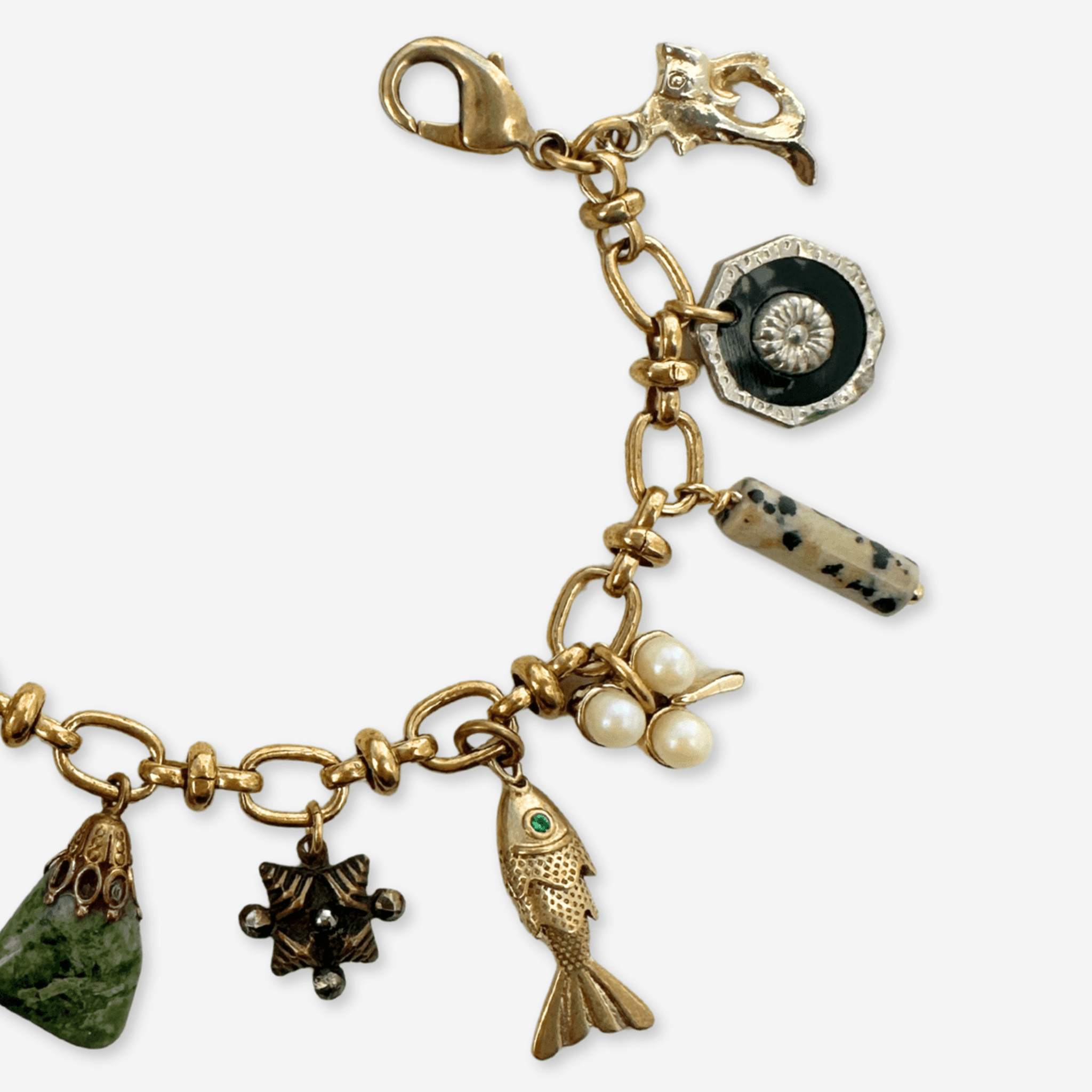 Repurposed vintage mixed charm bracelet