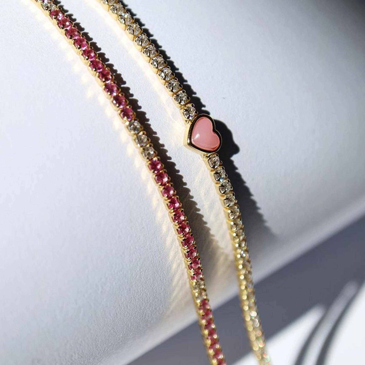 Mini Dazzle Pink Topaz and Diamond Tennis Bracelet