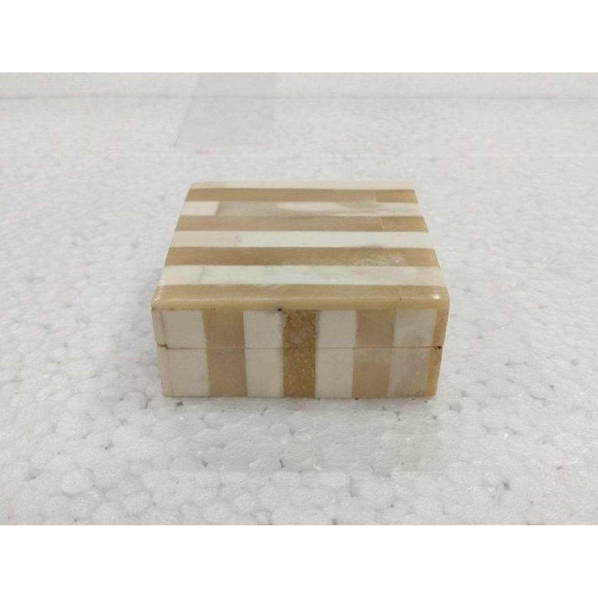 Extra Small Bone Striped Decorative Box