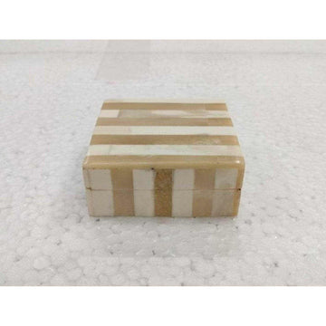 Extra Small Bone Striped Decorative Box