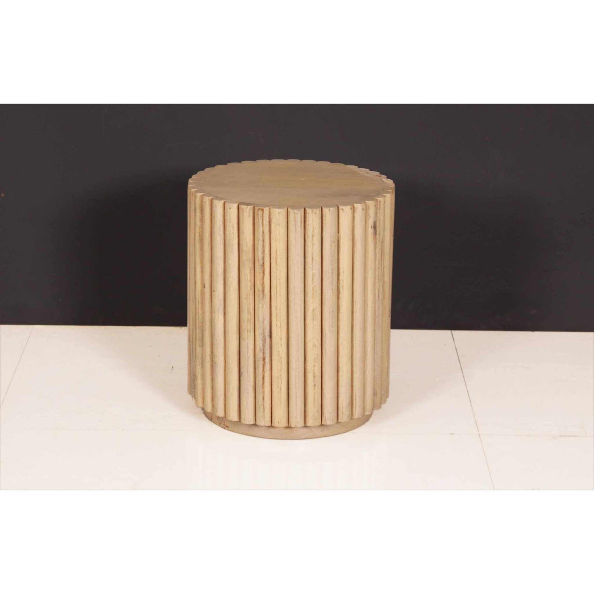 Fluted Low Side Table Mango Wood