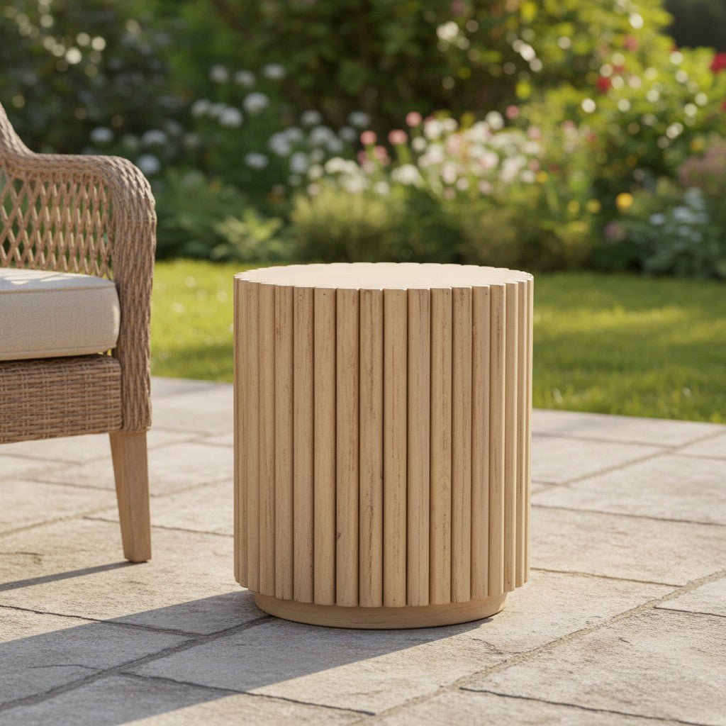 Fluted Low Side Table Mango Wood