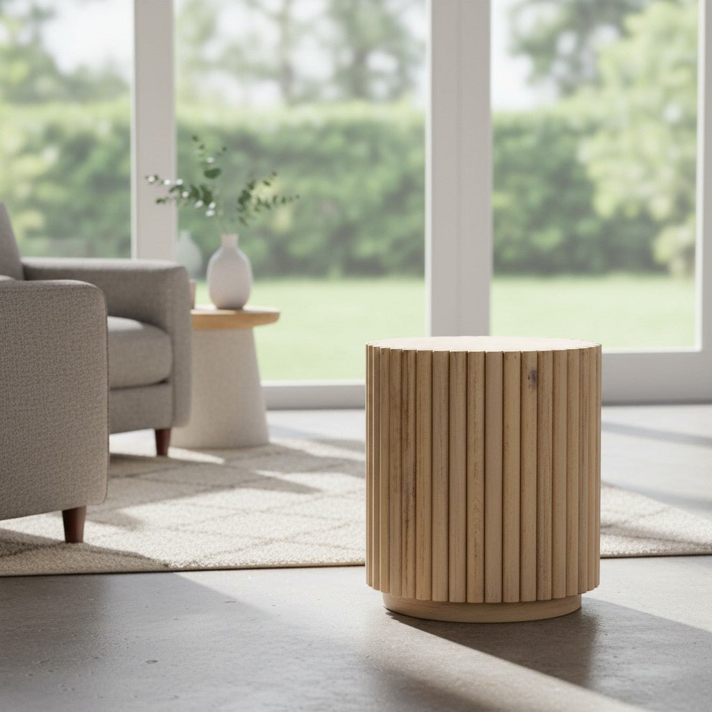 Fluted Low Side Table Mango Wood