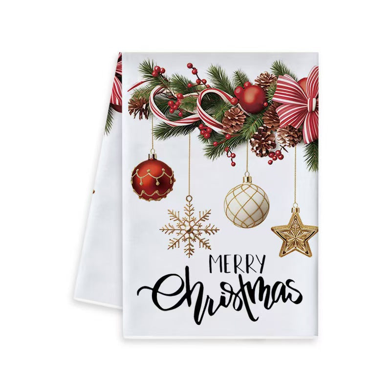 Christmas Print Kitchen Towel, Customizable Design, Absorbent