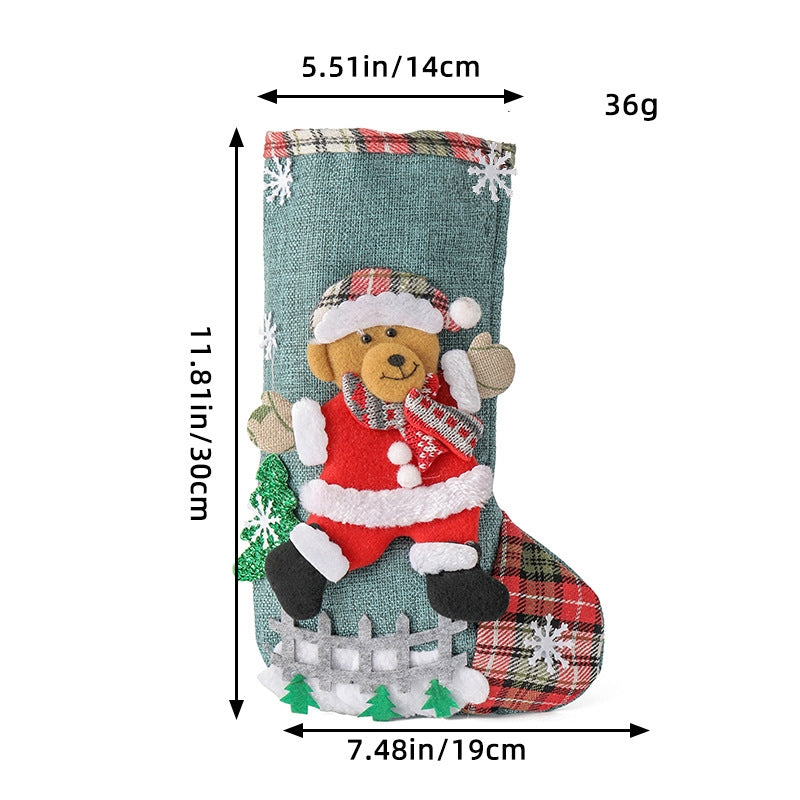 Large Linen Christmas Stocking