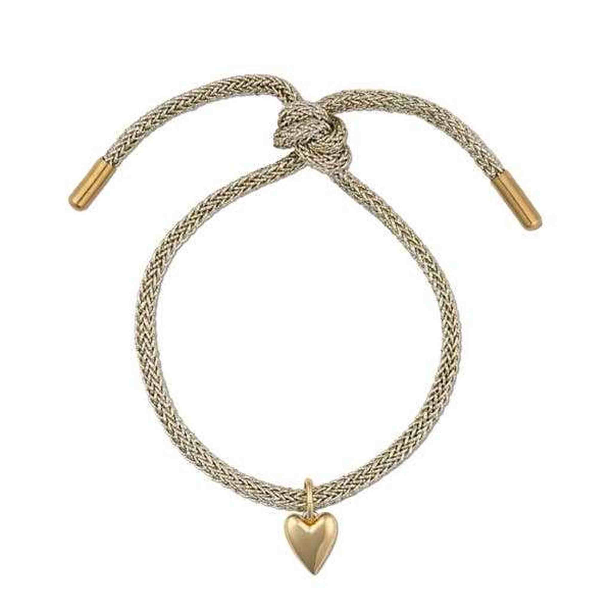 Gold Lurex Bracelet with Mini Heart: Pink