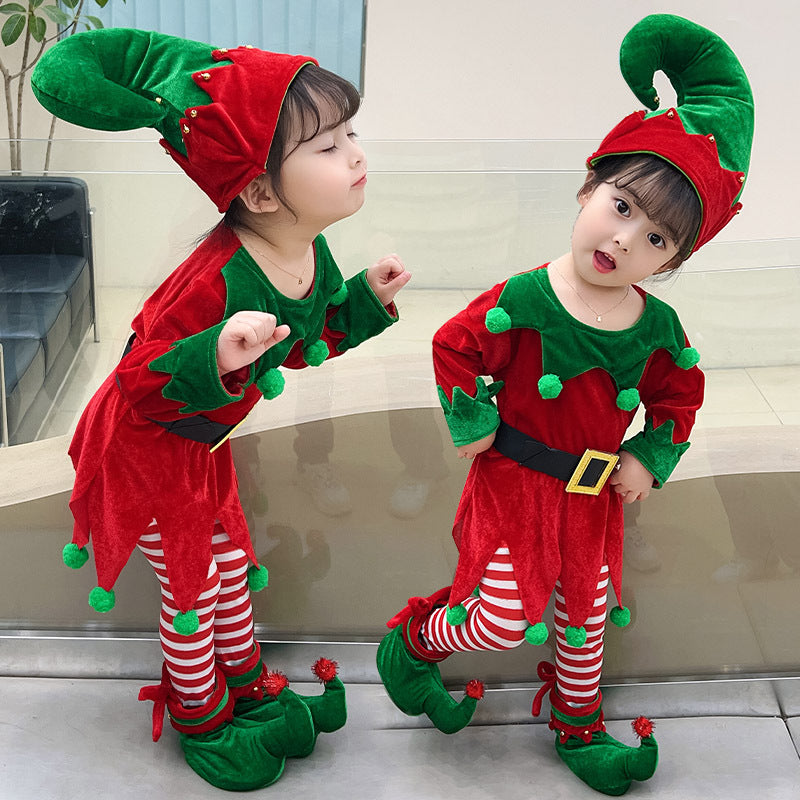 Green Elf Costume Princess Dress For Girls Christmas Performance
